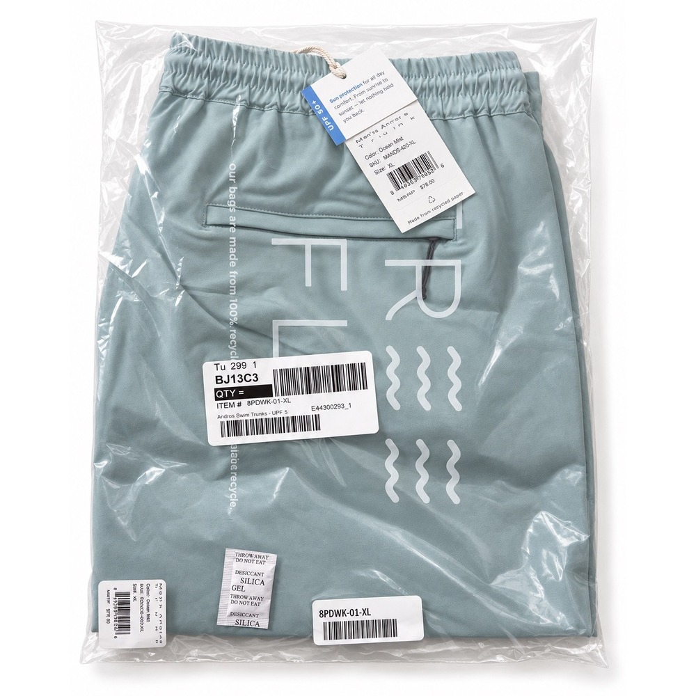 NEW Free Fly Mens Andros Swim Trunks Ocean Mist XL UPF 50+ board shorts $78